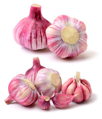 Fresh young garlic isolated on white background