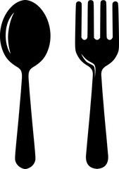 Spoon and fork silhouette, minimalist and simple