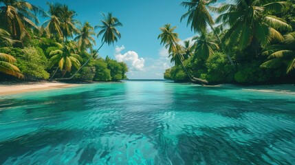 Tropical Island with Palm Trees