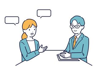 顧客と面談するビジネスマンのイラスト