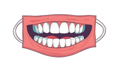 Naklejka premium Sleek vector pattern for a modern face mask featuring a teeth and mouth design.