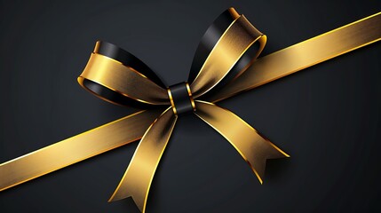 Elegant Gold and Black Bow on a Dark Background