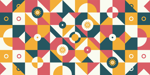 Geometric pattern background with various geometric shapes. Vector illustration.