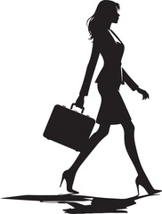 Character Of Pretty young Business Woman Wearing Formal Suit Standing Silhouette Vector Illustration