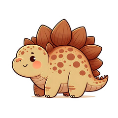 Obraz premium Adorable cartoon Stegosaurus with spots brings joy in this charming illustration.