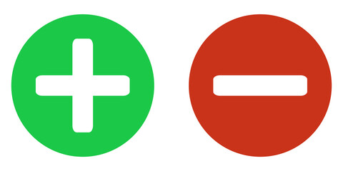 Obraz premium 2 Buttons grün und rot zeigen Plus und Minus