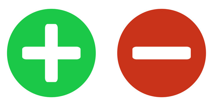 2 Buttons gr&uuml;n und rot zeigen Plus und Minus