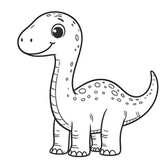 Naklejka premium Cartoon dinosaur line drawing for coloring, perfect for kids’ educational materials.