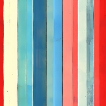 A colorful striped wall with blue, red, and white stripes. The colors are bright and cheerful, giving the impression of a lively and energetic atmosphere