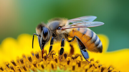 Close-up of honeybee on sunflower