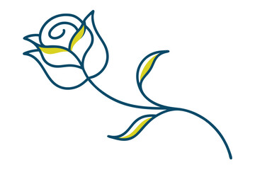 Simple Line Art Rose with Graceful Lines and Single Bloom