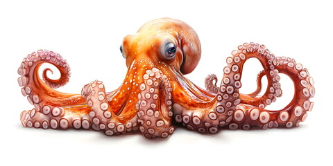 Octopus on white isolated background