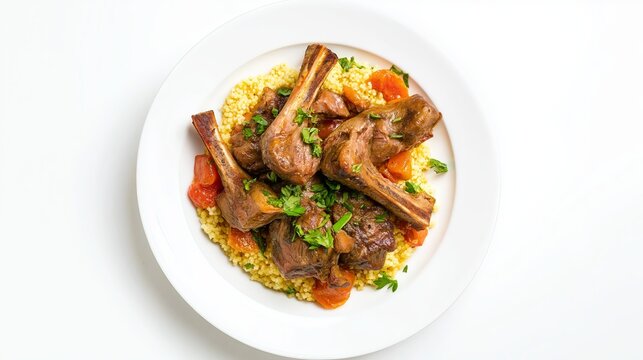 Lamb Chops with Couscous and Herbs - Top View

