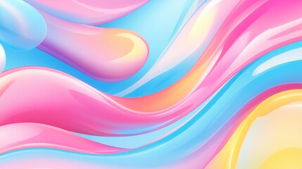 Obraz premium A colorful, abstract background with pink, blue, and yellow swirls. The colors are bright and vibrant, creating a sense of energy and excitement