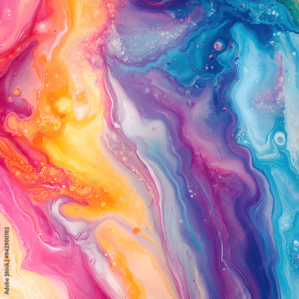 Fototapete Abstract colorful illustration with streams of color intertwining and mixing