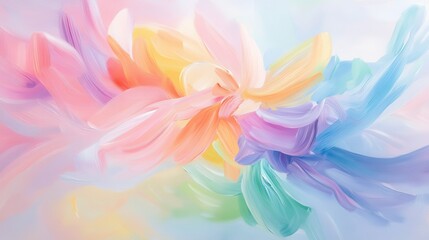 Fototapeta premium A painting of a rainbow with a splash of color. The painting is abstract and has a bright, cheerful mood