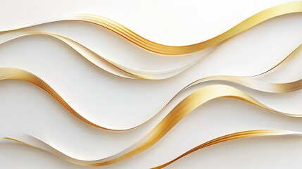 Abstract gold ribbons on white. This photo can be used as a background for website or social media post.