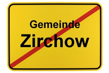 Illustration eines Ortsausgangsschildes der Gemeinde Zirchow in Mecklenburg-Vorpommern