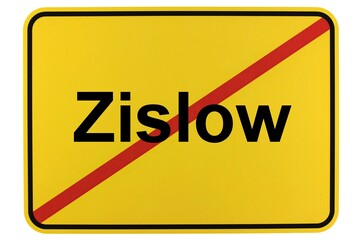 Fototapeta premium Illustration eines Ortsausgangsschildes der Gemeinde Zislow in Mecklenburg-Vorpommern