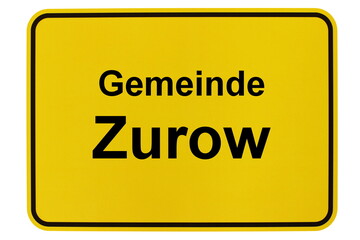 Illustration eines Ortsausgangsschildes der Gemeinde Zurow in Mecklenburg-Vorpommern