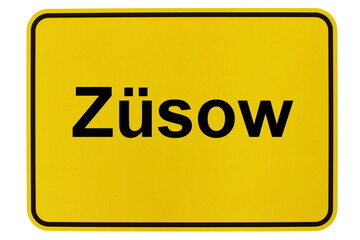 Illustration eines Ortsausgangsschildes der Gemeinde Züsow in Mecklenburg-Vorpommern