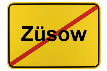 Illustration eines Ortsausgangsschildes der Gemeinde Züsow in Mecklenburg-Vorpommern