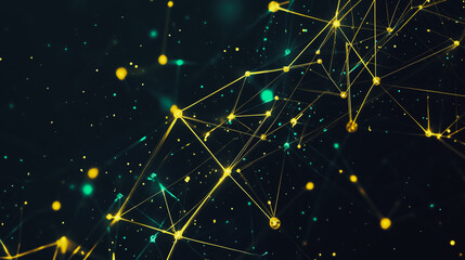 Abstract colorful business connection of lines from nodes It is connected to endless nodes and represents the innovation of communication in the network with black background