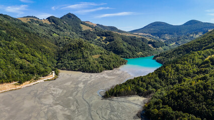defaultView from the top of the mountain of Bicaz Dam & Lake Izvorul Muntelui ,Neamt, Romania	