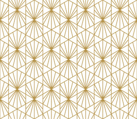 A gold geometric pattern with geometric shapes on a beige background.