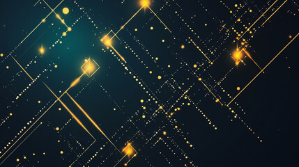 Fototapeta premium Abstract colorful business connection of lines from nodes It is connected to endless nodes and represents the innovation of communication in the network with black background