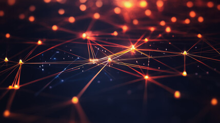 Fototapeta premium Abstract colorful business connection of lines from nodes It is connected to endless nodes and represents the innovation of communication in the network with black background