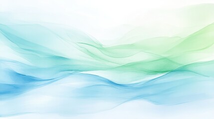 A blue and green wave pattern with a white background. The colors are vibrant and the waves are flowing smoothly. Concept of calmness and tranquility