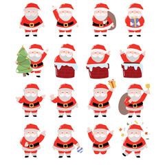 set of character santa claus on christmas day