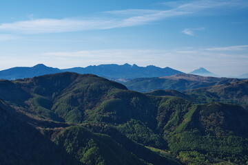 美ヶ原の王ヶ頭より八ヶ岳連峰と富士山を望む
