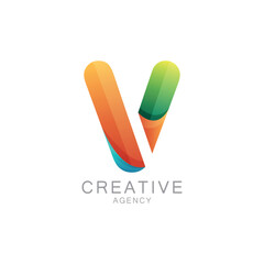 Colorful Creative Agency Logo With Gradient Letter V Design

