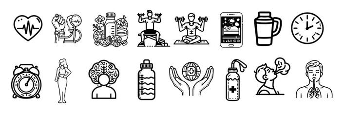 Good health icons set outline vector design,Beauty Shot Salon Vector Images