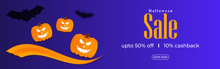 Vector illustration of Happy Halloween Sale social media feed template