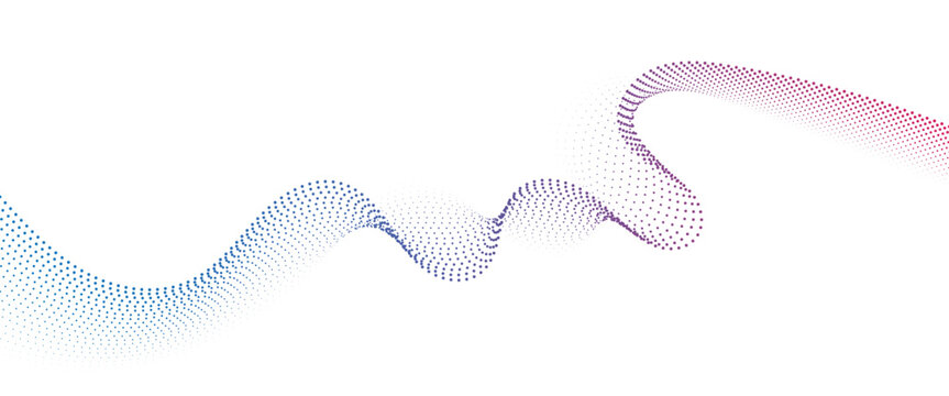 Flowing Dot Wave halftone gradient pattern on transparent background	
