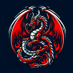 Fototapeta premium Dragon illustration Dragon poster Dragon banner Dragon logo