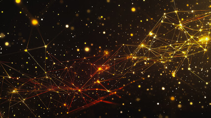 Fototapeta premium Abstract colorful business connection of lines from nodes It is connected to endless nodes and represents the innovation of communication in the network with black background