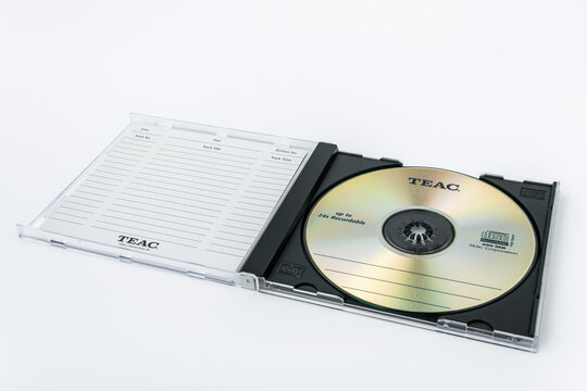 Opened box CD-recordable TEAC Silvergold 650MB up to 24x isolated on white background
