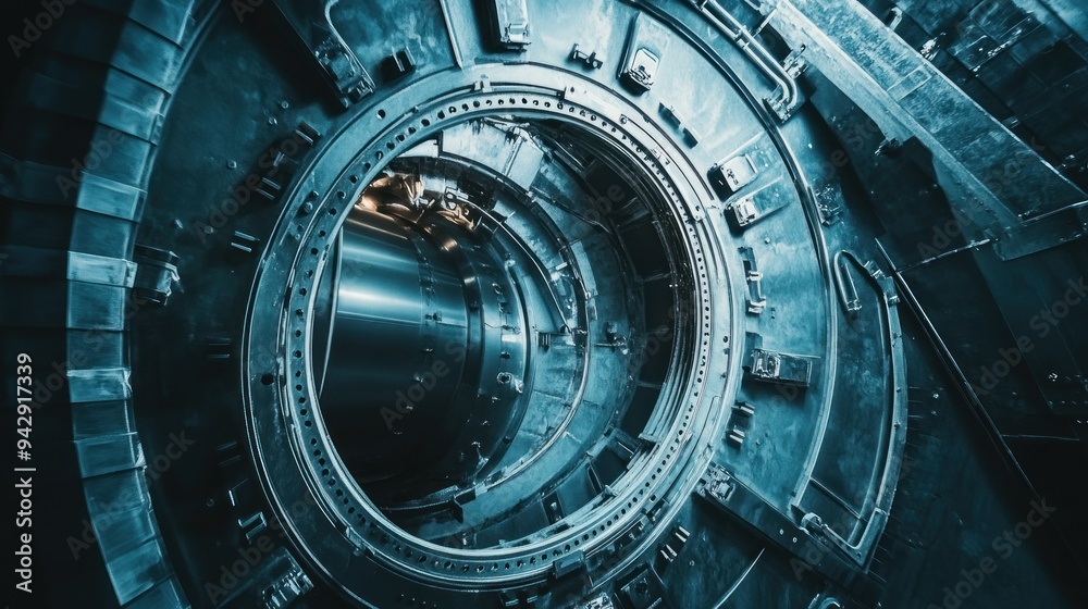 Poster Close-up View of a Circular Metal Structure with a Central Opening