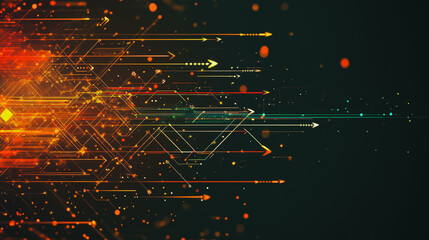 Obraz premium Abstract colorful business connection of lines from nodes It is connected to endless nodes and represents the innovation of communication in the network with black background