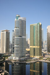 Dubai Jumeirah Lake Towers skyline architecture wealth luxury travel in United Arab Emirates, travel concept