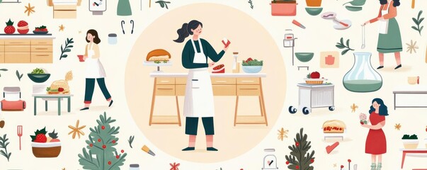 Design a vibrant pattern featuring a dedicated Dietitian with circle behind