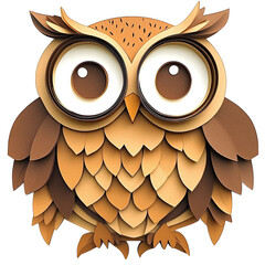 Wise owl with layered paper cut feathers