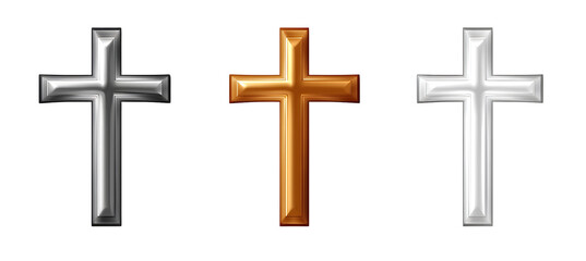 Realistic Christian Cross and Holy Spirit Collection on White Background