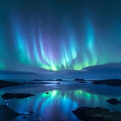 Naklejka premium Aurora over the mountains 