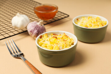 Concept of tasty and delicious homemade food - potato casserole