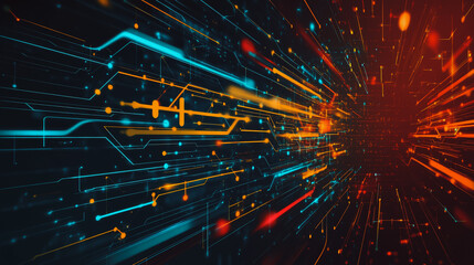 Fototapeta premium Abstract business connection of lines from nodes It is connected to endless nodes and represents the innovation of communication in the cyber security network.